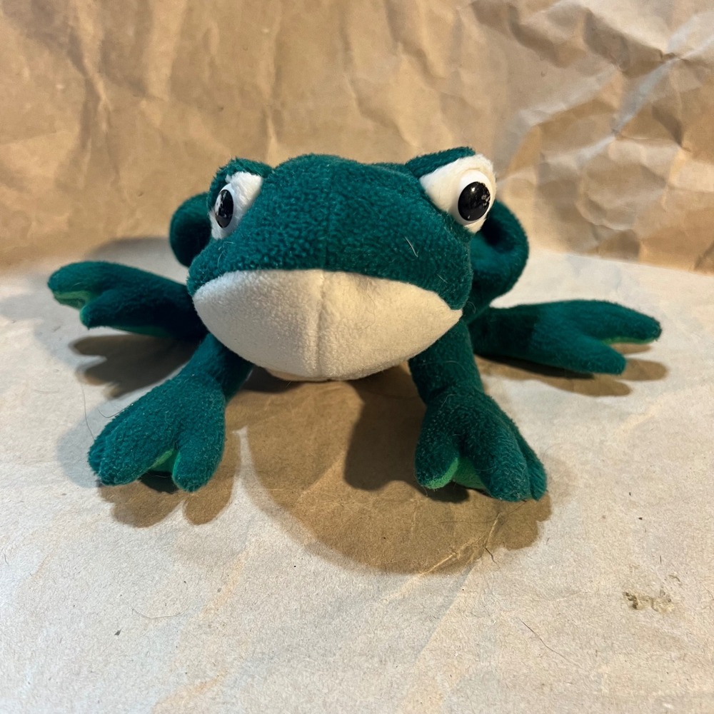 Small Frog Plush Stuffed Animal Forest Green Fleece Weighted Bottom